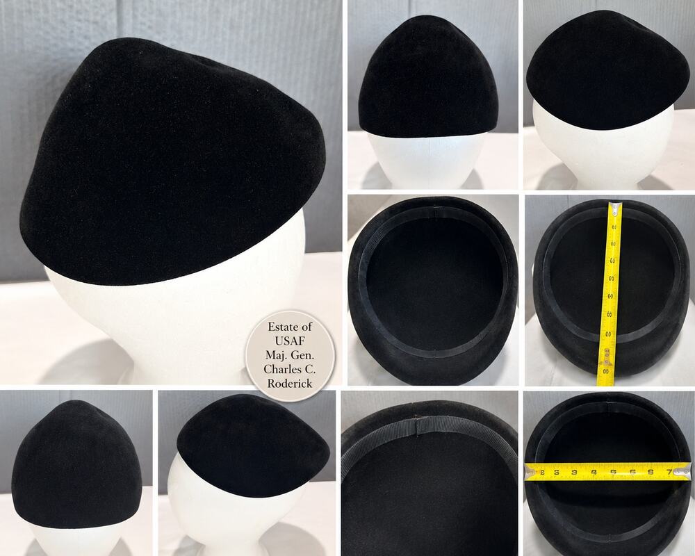 Vintage Black Felt Tilt Hat Calot Hat Cocktail Mid Century Womens Minimalist